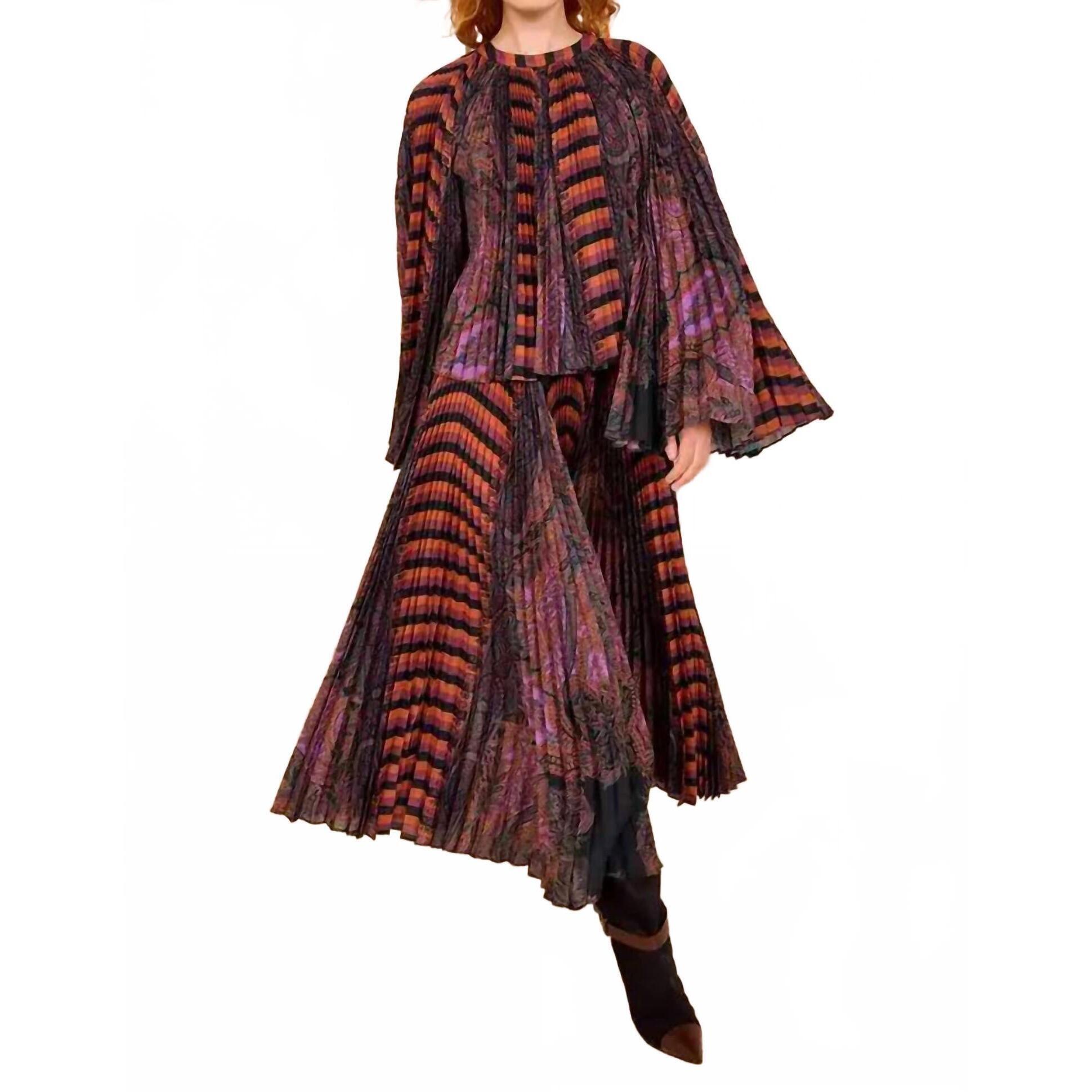 New Ulla Johnson Ella Pleated Bell Long Sleeve Blouse In Amethyst